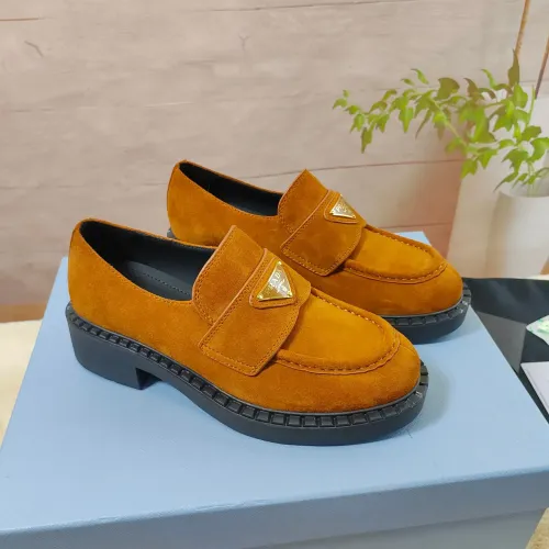 Wholesale Prada Leather Shoes For Women #1453216 $98.00 USD, Wholesale Quality Replica Prada Leather Shoes