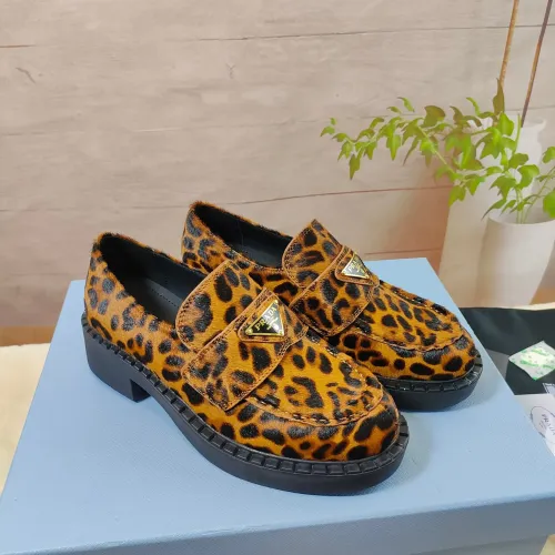 Wholesale Prada Leather Shoes For Women #1453225 $98.00 USD, Wholesale Quality Replica Prada Leather Shoes