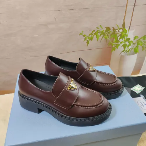 Wholesale Prada Leather Shoes For Women #1453227 $98.00 USD, Wholesale Quality Replica Prada Leather Shoes