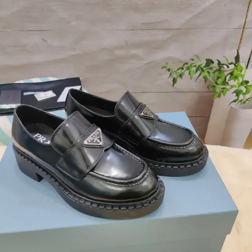 Wholesale Prada Leather Shoes For Women #1453230 $98.00 USD, Wholesale Quality Replica Prada Leather Shoes
