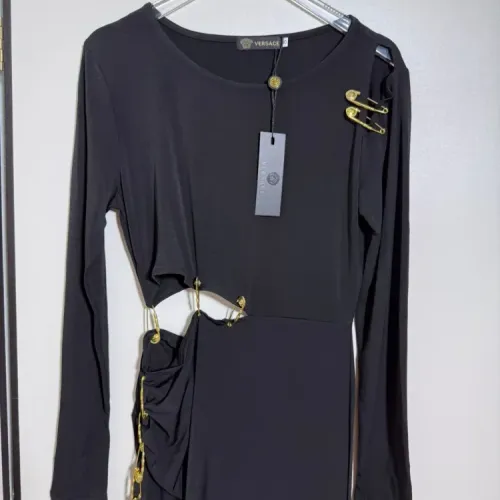 Replica Versace Dresses Long Sleeved For Women #1454456 $98.00 USD for Wholesale