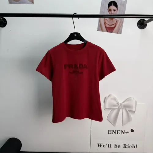 Wholesale Prada T-Shirts Short Sleeved For Women #1454537 $52.00 USD, Wholesale Quality Replica Prada T-Shirts