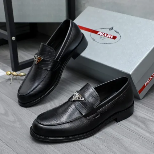 Wholesale Prada Leather Shoes For Men #1454622 $88.00 USD, Wholesale Quality Replica Prada Leather Shoes