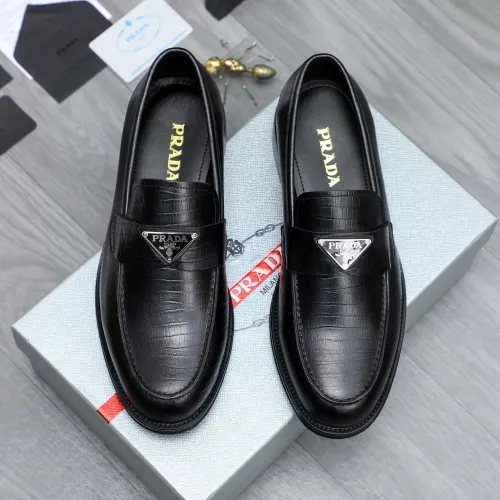 Replica Prada Leather Shoes For Men #1454622 $88.00 USD for Wholesale