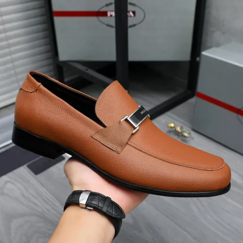 Replica Prada Leather Shoes For Men #1454709 $96.00 USD for Wholesale