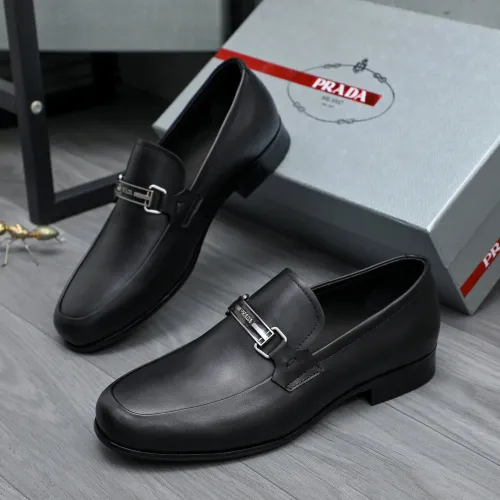 Wholesale Prada Leather Shoes For Men #1454711 $96.00 USD, Wholesale Quality Replica Prada Leather Shoes