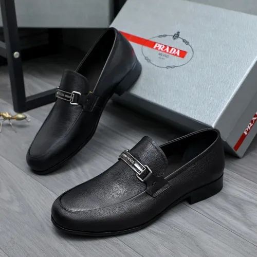 Wholesale Prada Leather Shoes For Men #1454712 $96.00 USD, Wholesale Quality Replica Prada Leather Shoes