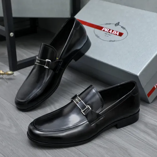 Wholesale Prada Leather Shoes For Men #1454713 $96.00 USD, Wholesale Quality Replica Prada Leather Shoes