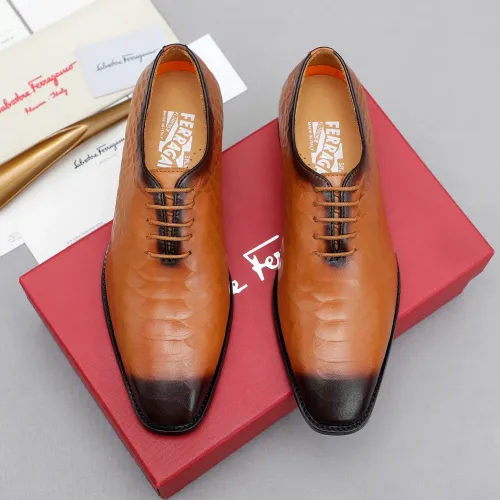 Replica Salvatore Ferragamo Leather Shoes For Men #1454974 $92.00 USD for Wholesale