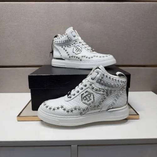 Wholesale Philipp Plein PP High Tops Shoes For Men #1455198 $132.00 USD, Wholesale Quality Replica Philipp Plein PP High Tops Shoes