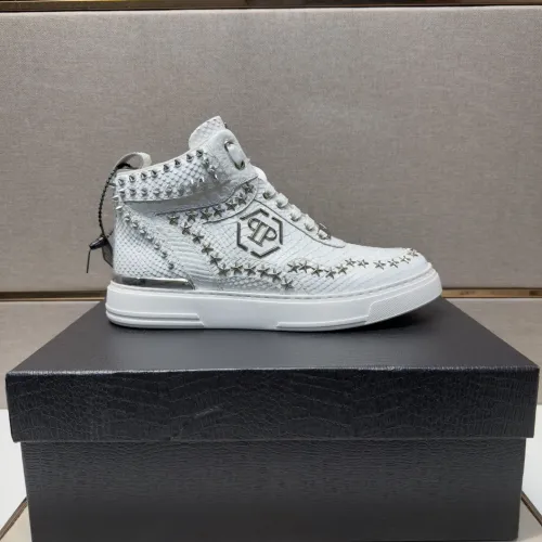 Replica Philipp Plein PP High Tops Shoes For Men #1455198 $132.00 USD for Wholesale