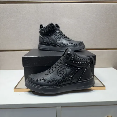Wholesale Philipp Plein PP High Tops Shoes For Men #1455199 $132.00 USD, Wholesale Quality Replica Philipp Plein PP High Tops Shoes