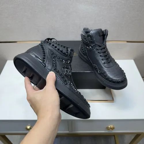 Replica Philipp Plein PP High Tops Shoes For Men #1455199 $132.00 USD for Wholesale