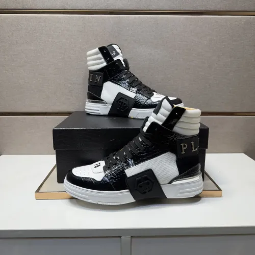 Wholesale Philipp Plein PP High Tops Shoes For Men #1455200 $125.00 USD, Wholesale Quality Replica Philipp Plein PP High Tops Shoes