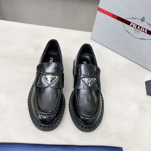 Replica Prada Leather Shoes For Men #1455234 $98.00 USD for Wholesale