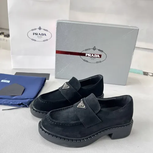Wholesale Prada Leather Shoes For Women #1455237 $98.00 USD, Wholesale Quality Replica Prada Leather Shoes