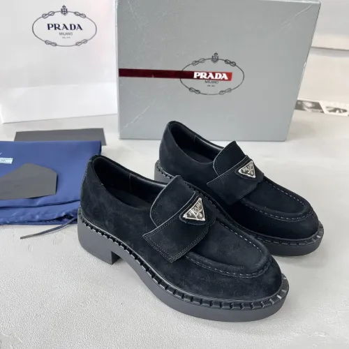 Replica Prada Leather Shoes For Women #1455237 $98.00 USD for Wholesale