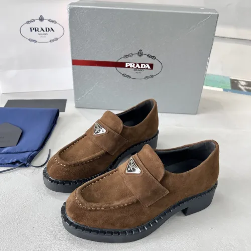 Wholesale Prada Leather Shoes For Women #1455241 $98.00 USD, Wholesale Quality Replica Prada Leather Shoes