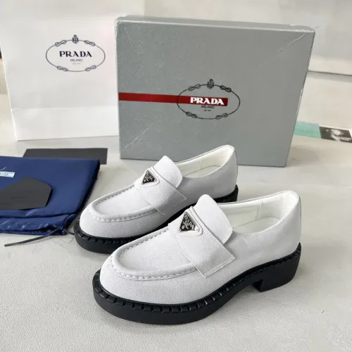 Wholesale Prada Leather Shoes For Women #1455249 $98.00 USD, Wholesale Quality Replica Prada Leather Shoes