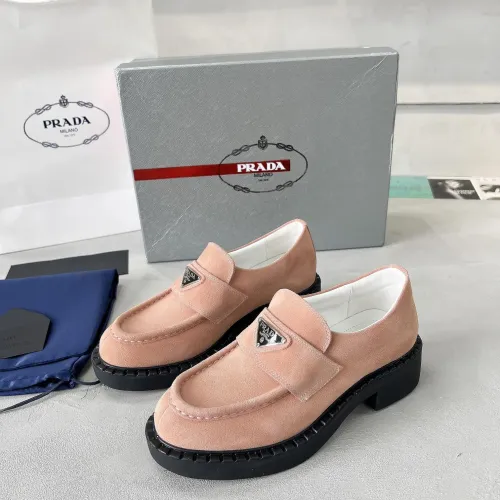 Wholesale Prada Leather Shoes For Women #1455250 $98.00 USD, Wholesale Quality Replica Prada Leather Shoes