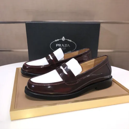 Wholesale Prada Leather Shoes For Men #1455284 $92.00 USD, Wholesale Quality Replica Prada Leather Shoes