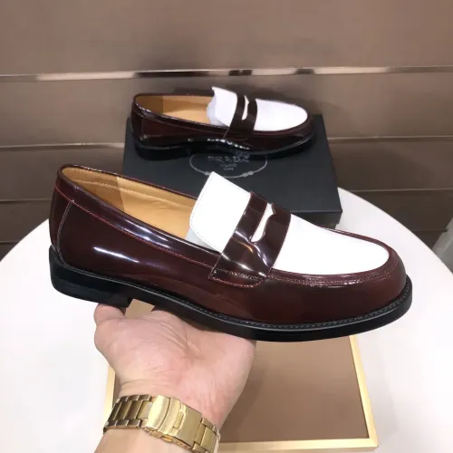 Replica Prada Leather Shoes For Men #1455284 $92.00 USD for Wholesale