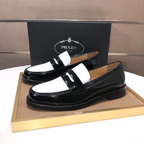 Wholesale Prada Leather Shoes For Men #1455285 $92.00 USD, Wholesale Quality Replica Prada Leather Shoes