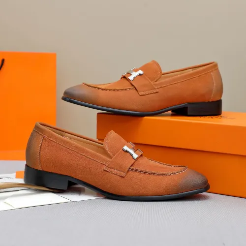 Replica Hermes Leather Shoes For Men #1455396 $92.00 USD for Wholesale