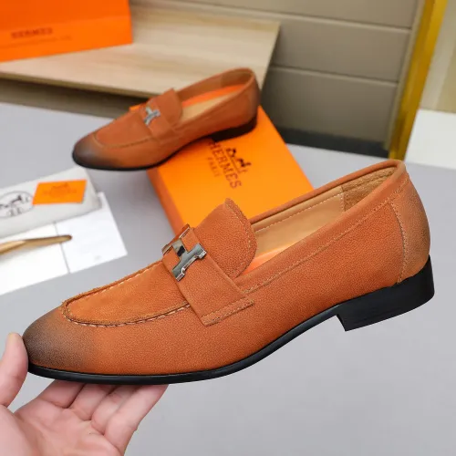 Replica Hermes Leather Shoes For Men #1455396 $92.00 USD for Wholesale