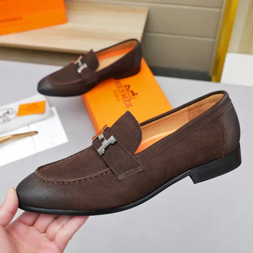 Replica Hermes Leather Shoes For Men #1455397 $92.00 USD for Wholesale