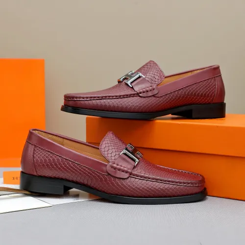 Replica Hermes Leather Shoes For Men #1455400 $92.00 USD for Wholesale