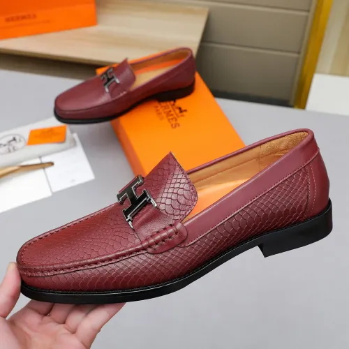 Replica Hermes Leather Shoes For Men #1455400 $92.00 USD for Wholesale