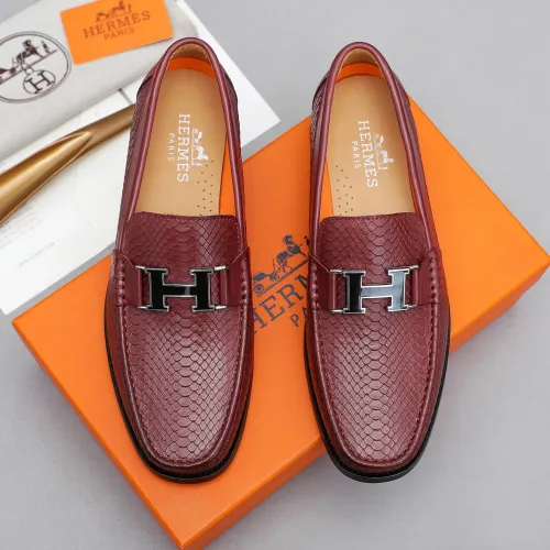 Replica Hermes Leather Shoes For Men #1455400 $92.00 USD for Wholesale