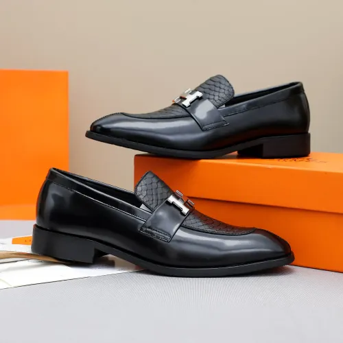 Replica Hermes Leather Shoes For Men #1455402 $92.00 USD for Wholesale