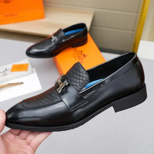 Replica Hermes Leather Shoes For Men #1455402 $92.00 USD for Wholesale