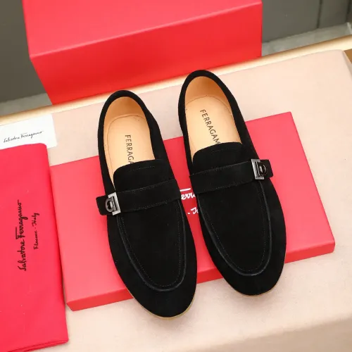 Replica Salvatore Ferragamo Leather Shoes For Men #1455659 $92.00 USD for Wholesale