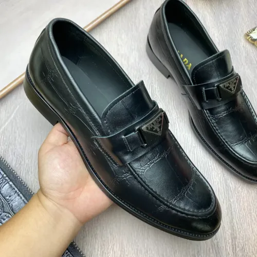 Wholesale Prada Leather Shoes For Men #1455938 $88.00 USD, Wholesale Quality Replica Prada Leather Shoes