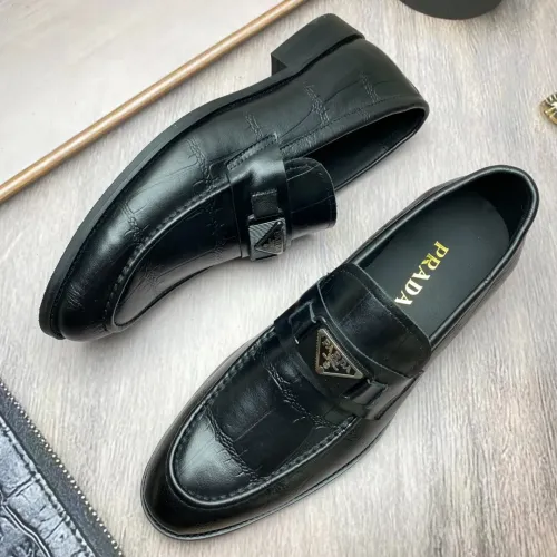 Replica Prada Leather Shoes For Men #1455938 $88.00 USD for Wholesale