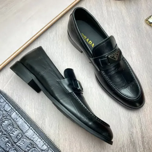 Replica Prada Leather Shoes For Men #1455938 $88.00 USD for Wholesale