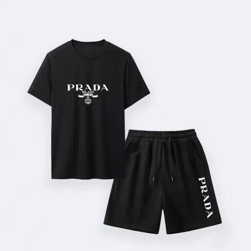 Wholesale Prada Tracksuits Short Sleeved For Men #1456236 $42.00 USD, Wholesale Quality Replica Prada Tracksuits
