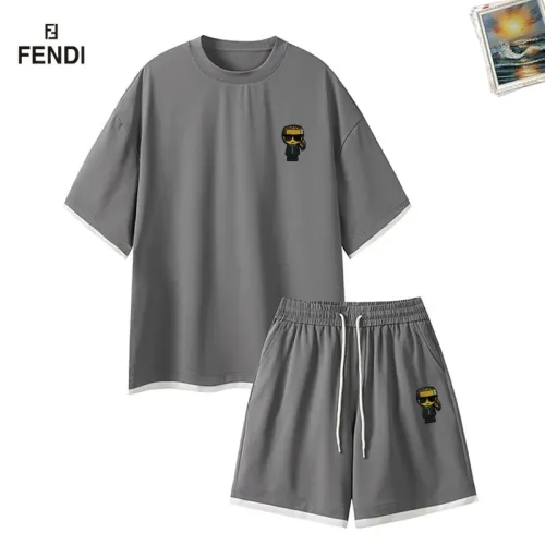 Wholesale Fendi Tracksuits Short Sleeved For Men #1457341 $52.00 USD, Wholesale Quality Replica Fendi Tracksuits