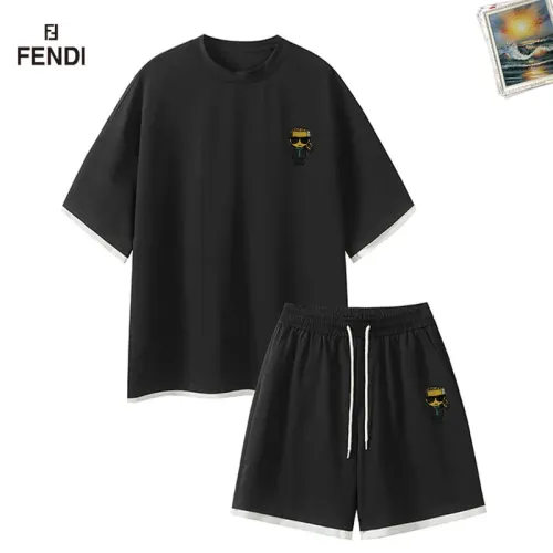 Wholesale Fendi Tracksuits Short Sleeved For Men #1457342 $52.00 USD, Wholesale Quality Replica Fendi Tracksuits