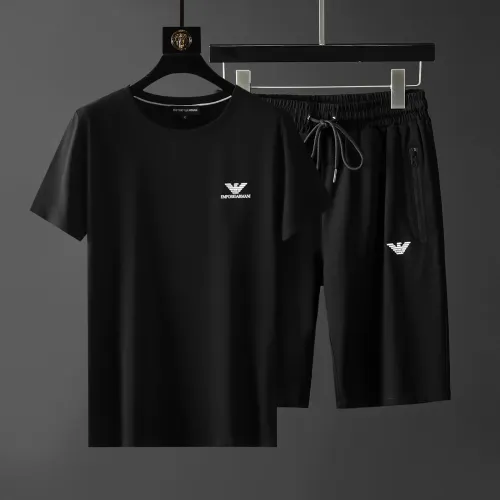 Wholesale Armani Tracksuits Short Sleeved For Men #1458096 $64.00 USD, Wholesale Quality Replica Armani Tracksuits