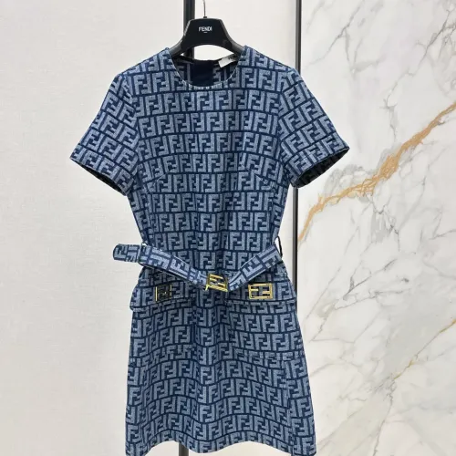 Wholesale Fendi Dresses Short Sleeved For Women #1458108 $80.00 USD, Wholesale Quality Replica Fendi Dresses