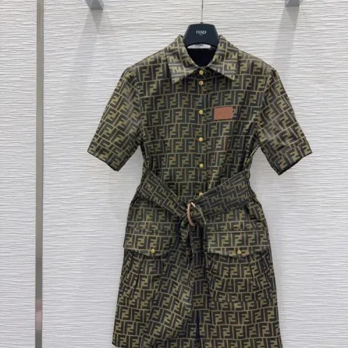 Wholesale Fendi Dresses Short Sleeved For Women #1458138 $155.00 USD, Wholesale Quality Replica Fendi Dresses