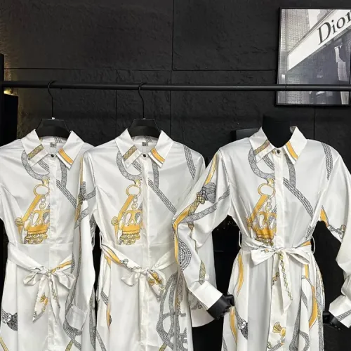 Replica Hermes Dresses Long Sleeved For Women #1458157 $85.00 USD for Wholesale