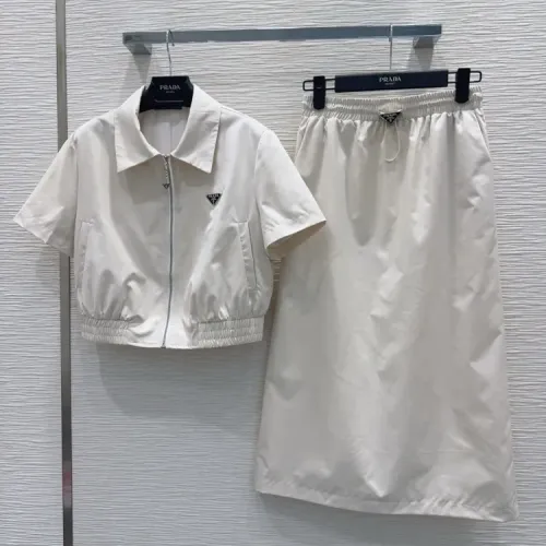 Wholesale Prada Tracksuits Short Sleeved For Women #1458486 $85.00 USD, Wholesale Quality Replica Prada Tracksuits