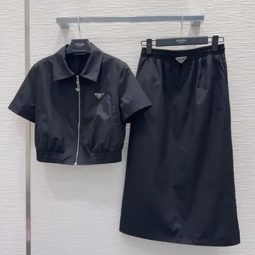 Wholesale Prada Tracksuits Short Sleeved For Women #1458487 $85.00 USD, Wholesale Quality Replica Prada Tracksuits