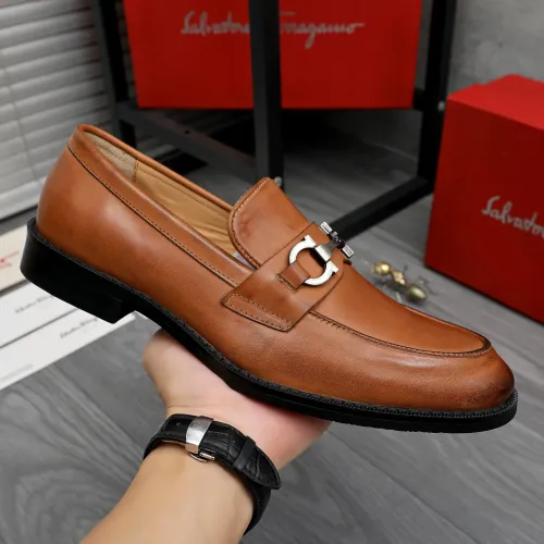 Replica Salvatore Ferragamo Leather Shoes For Men #1463283 $85.00 USD for Wholesale