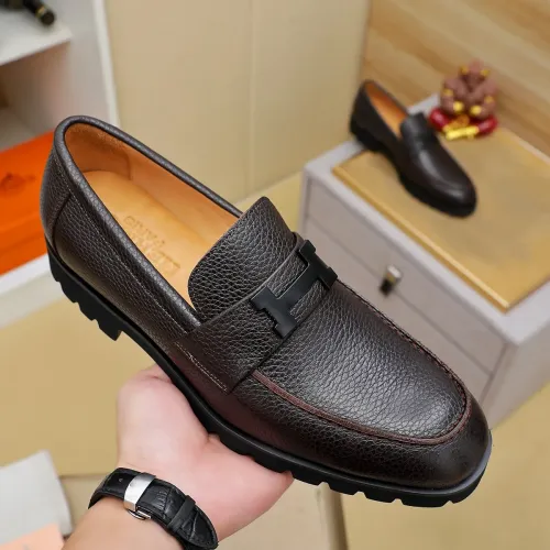 Replica Hermes Leather Shoes For Men #1463391 $96.00 USD for Wholesale